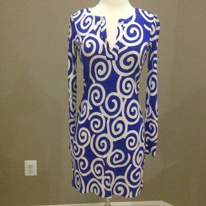 NWT Diane Von Furstenberg silk swirl print long sleeve dress